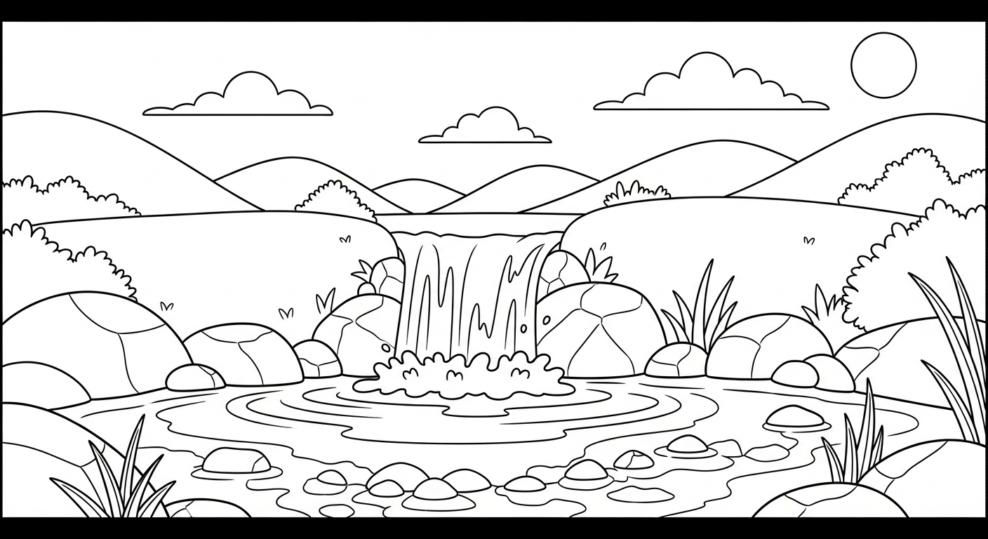 coloriage paysage à imprimer pour enfant de 3 ans