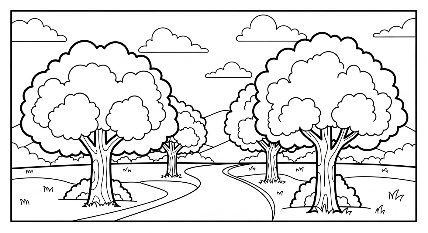 coloriage paysage à imprimer pour enfant de 6 ans 1