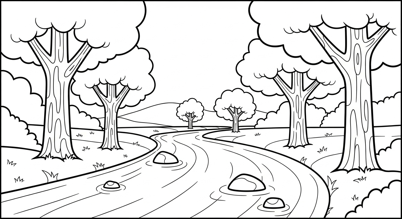 coloriage paysage pour enfant à imprimer