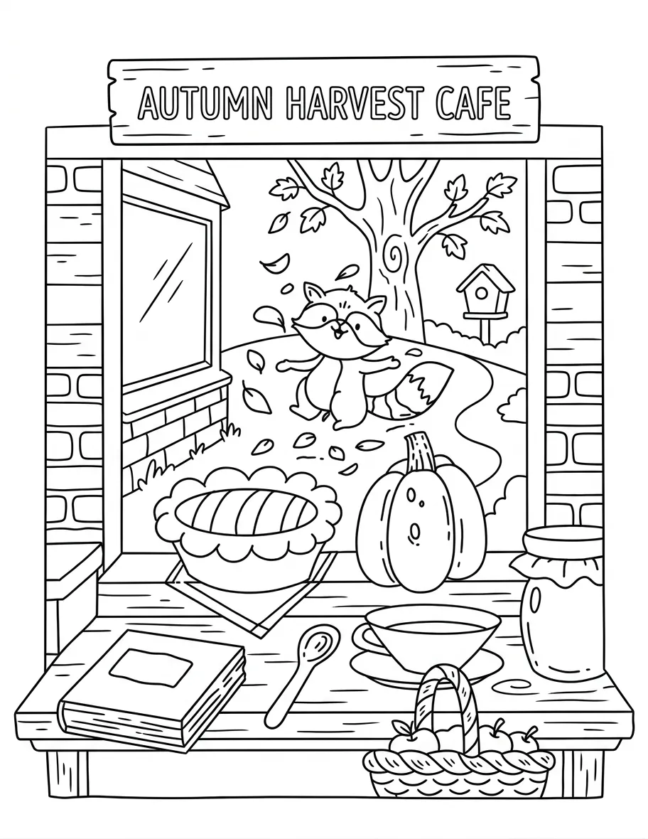 coloriage Autumn Hygge à imprimer pour enfant de 8 ans 1