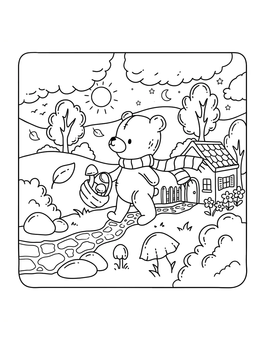 coloriage Autumn Hygge pour enfants à imprimer