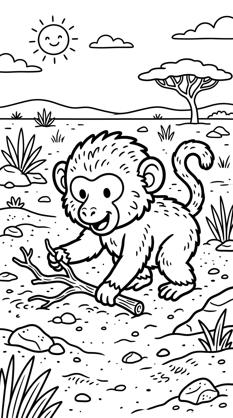 coloriage Babouin et découpage à imprimer