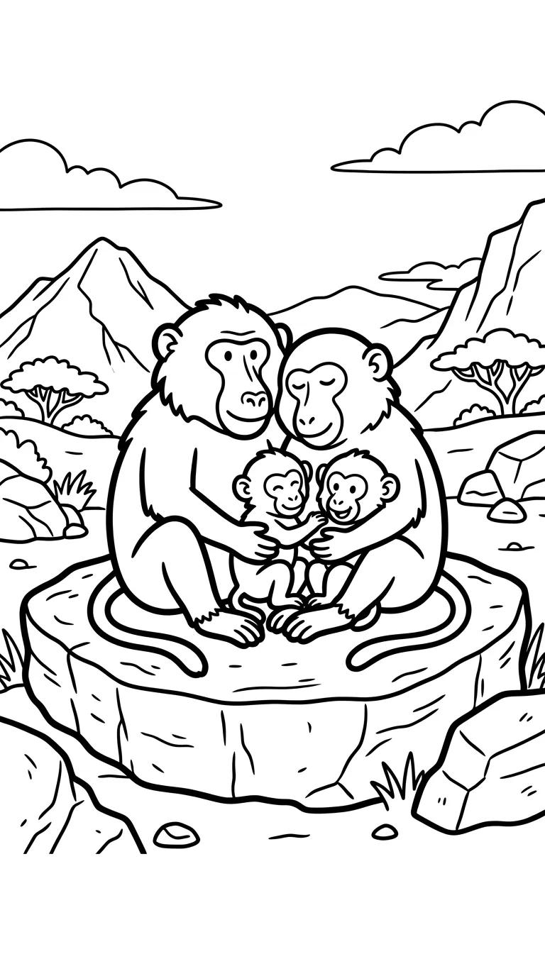 coloriage Babouin et apprentissage