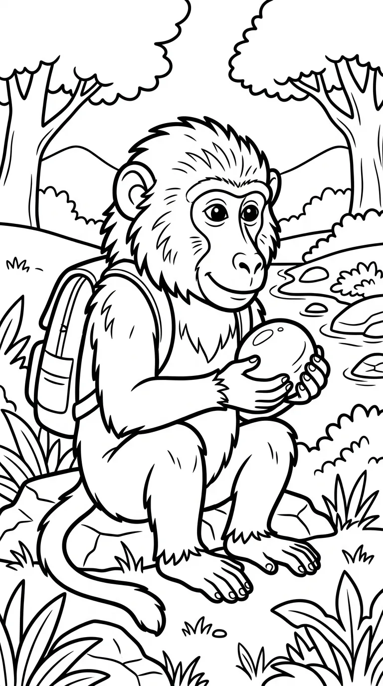 coloriage Babouin a colorier en ligne