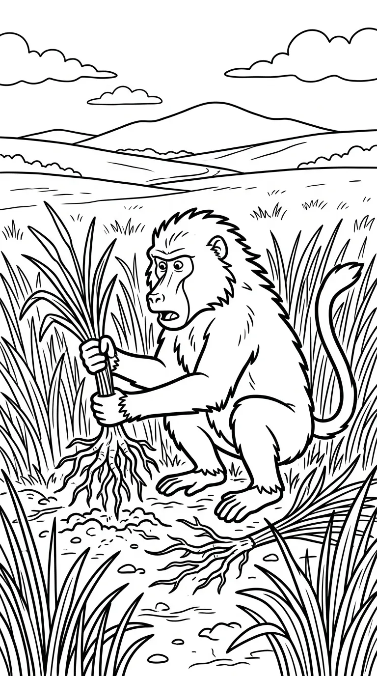 coloriage Babouin et apprentissage 1