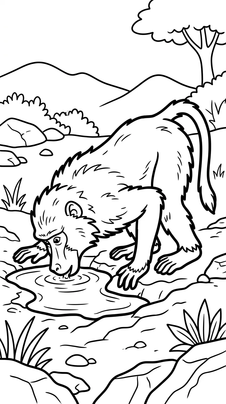 coloriage Babouin et decoupage a imprimer gratuit