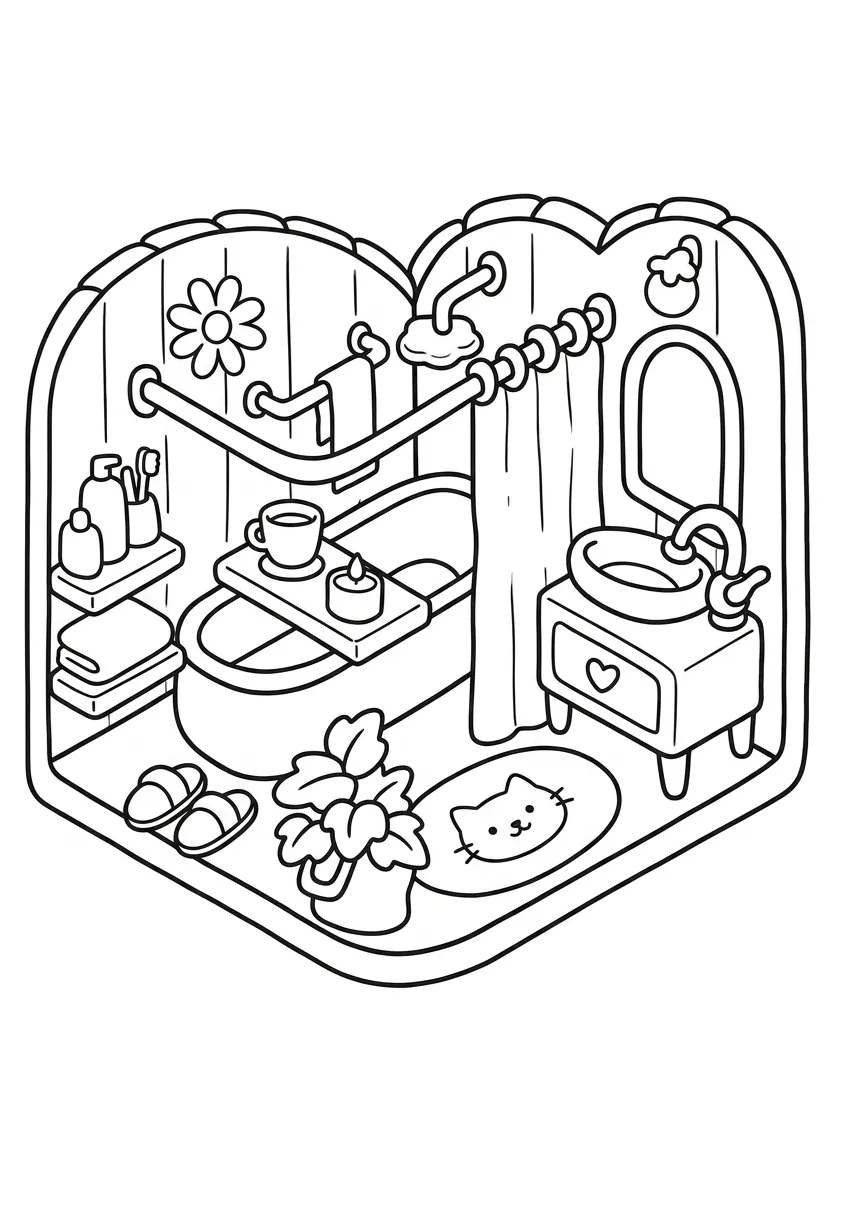 coloriage Boutique Kawaii pour enfant de 4 ans