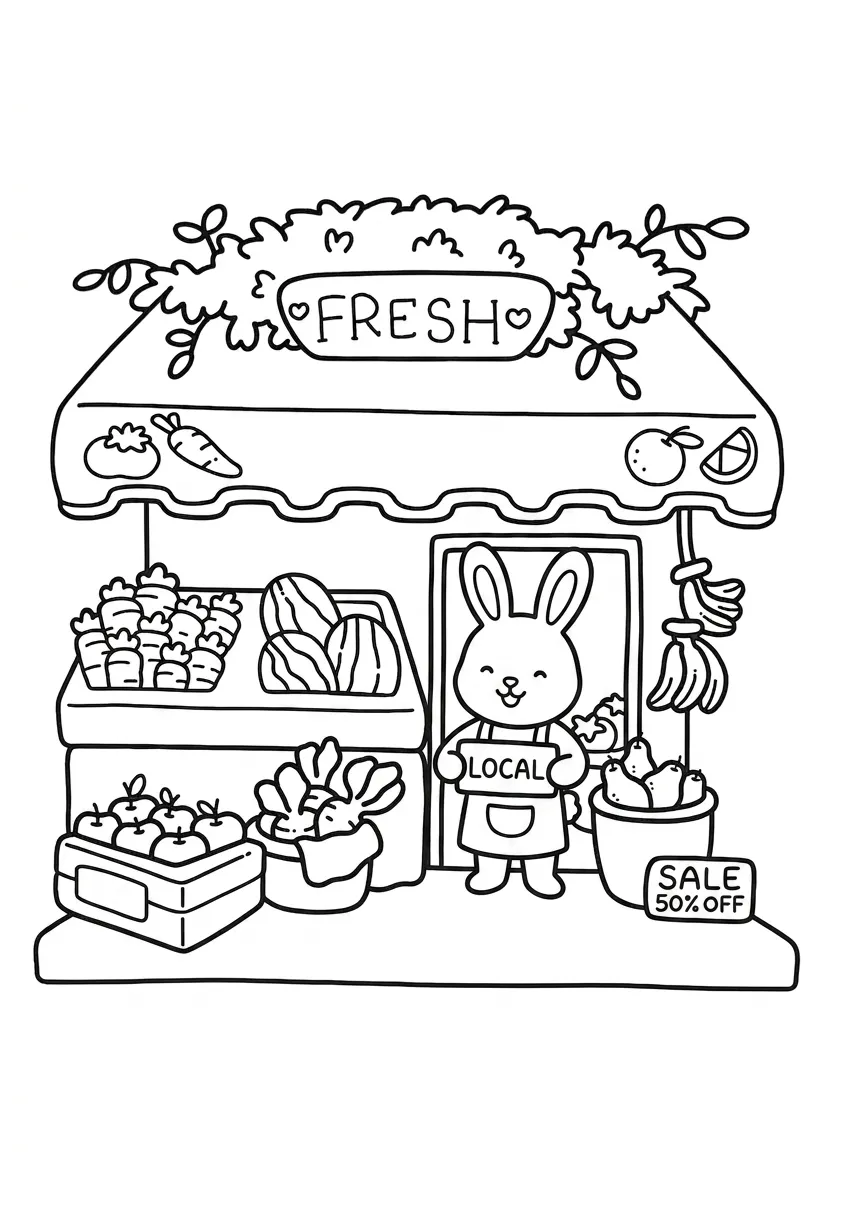 coloriage Boutique Kawaii en ligne pour enfant