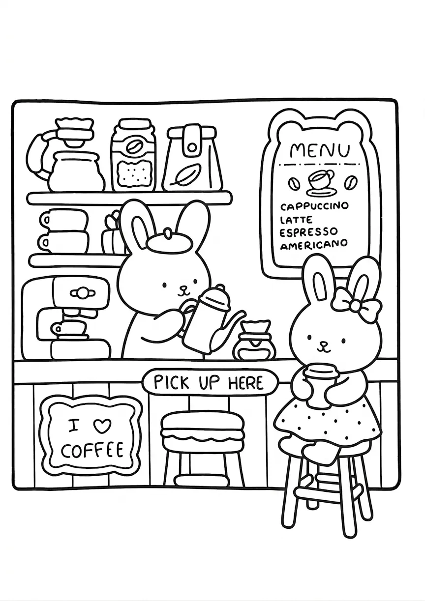 télécharger coloriage Boutique Kawaii gratuit