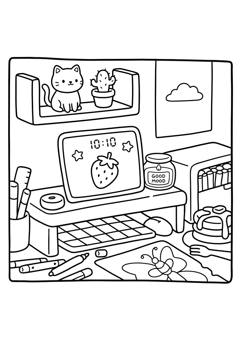 a imprimer coloriage Boutique Kawaii gratuit