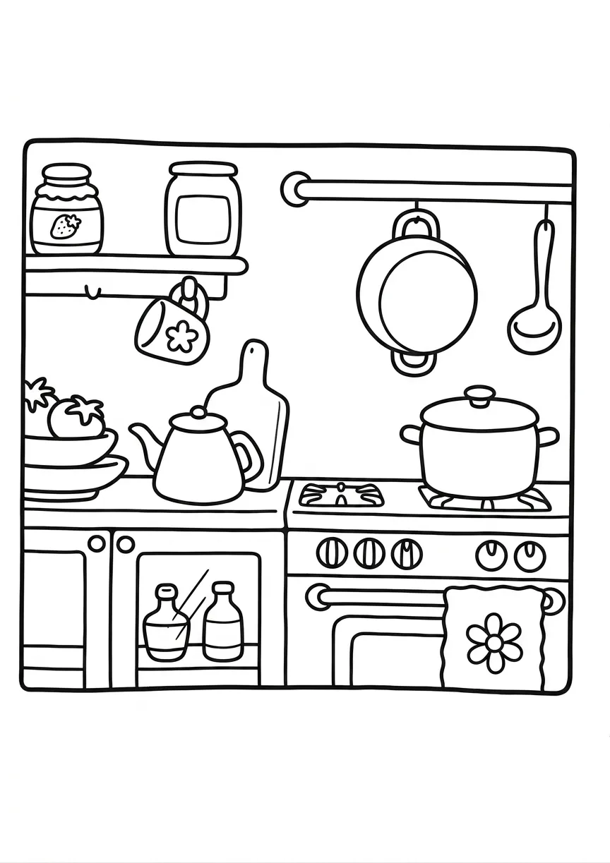coloriage Boutique Kawaii et decoupage a imprimer gratuit