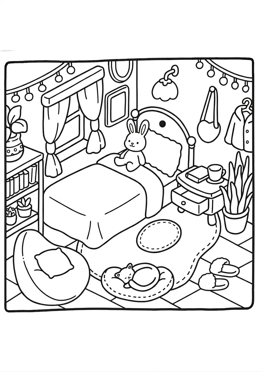 coloriage Boutique Kawaii pour bebe a imprimer
