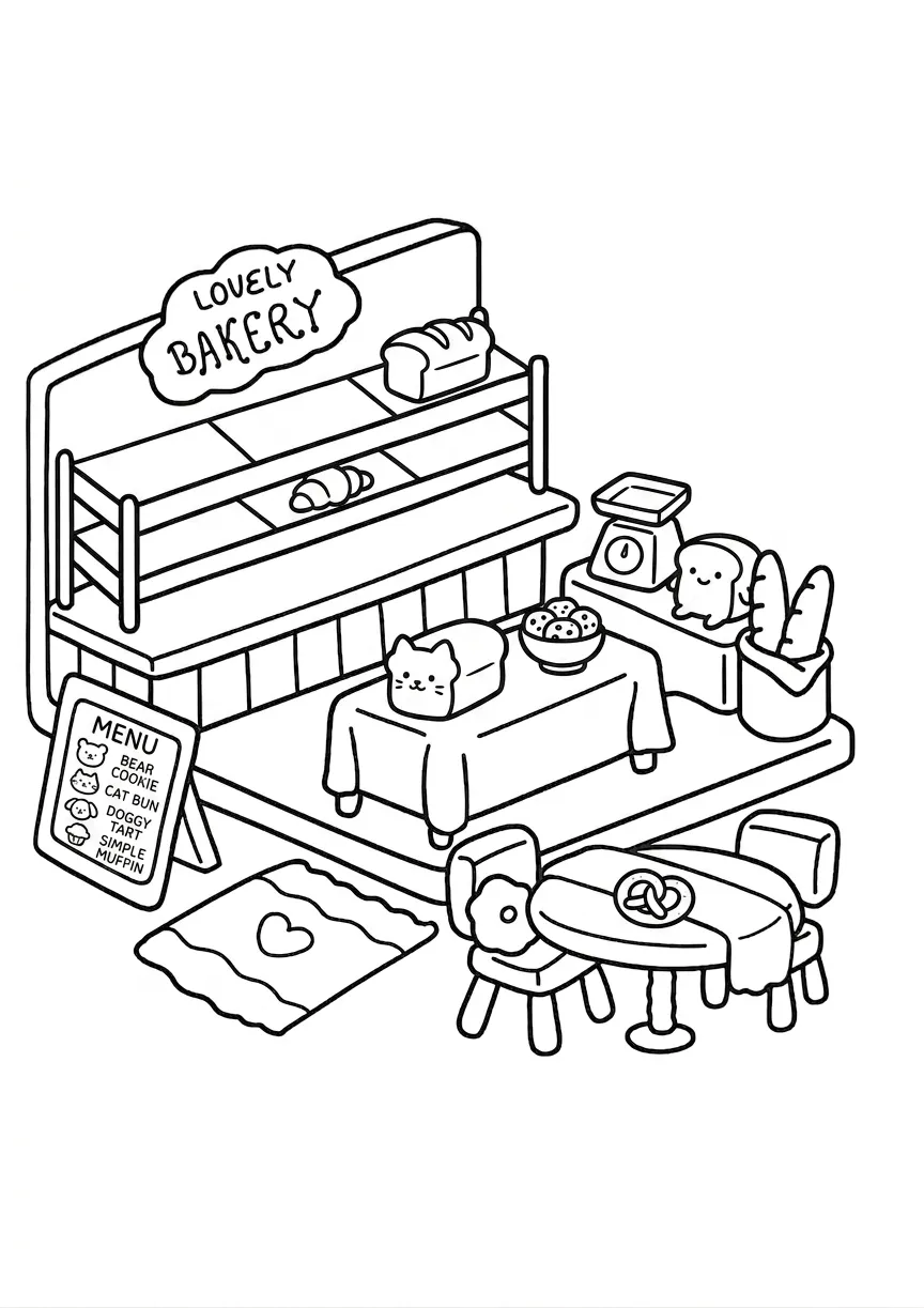 coloriage Boutique Kawaii gratuit pour enfants