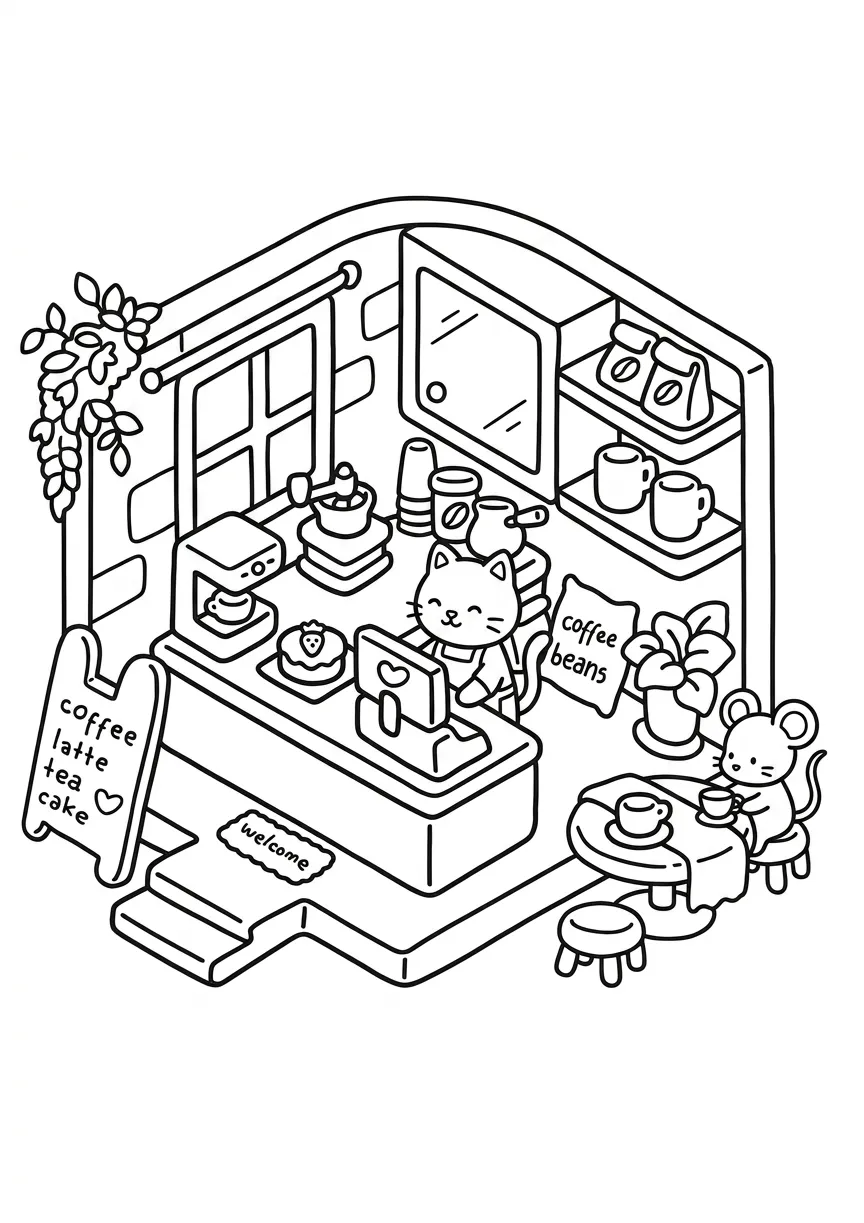 coloriage Boutique Kawaii à imprimer gratuit