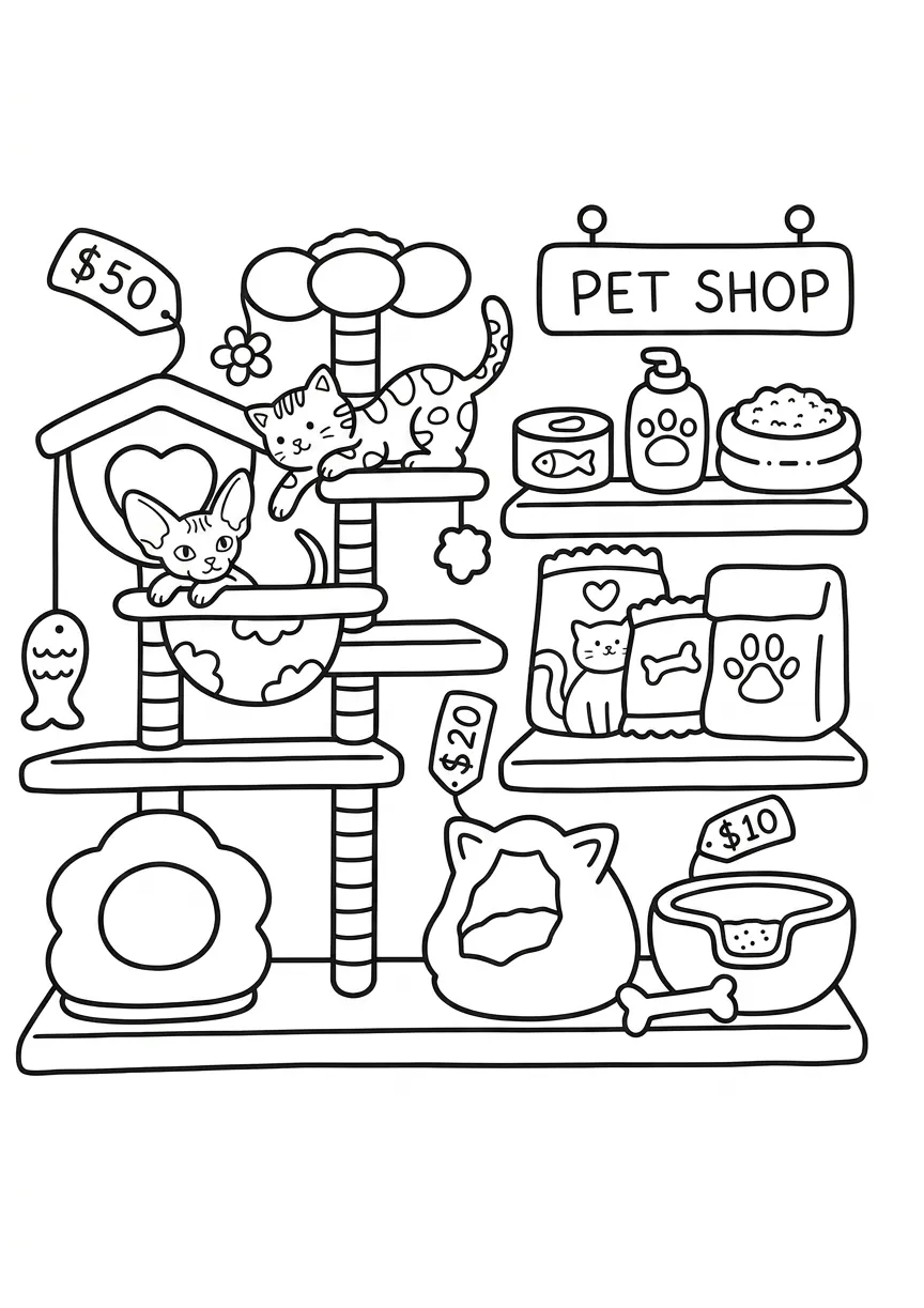 coloriage Boutique Kawaii et dessins