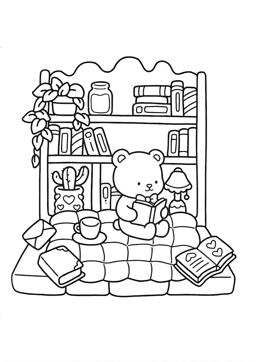 coloriage Boutique Kawaii pour enfants 1