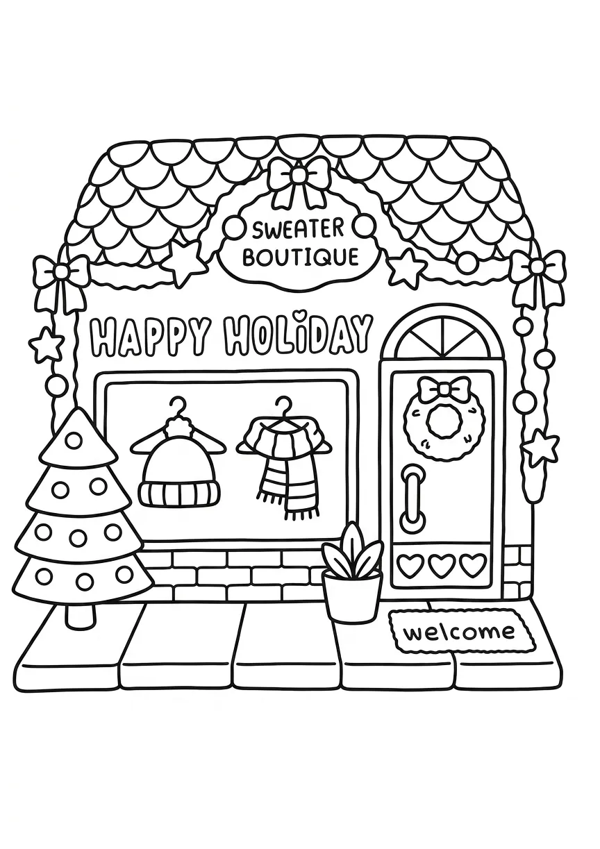 coloriage Boutique Kawaii à imprimer gratuitement