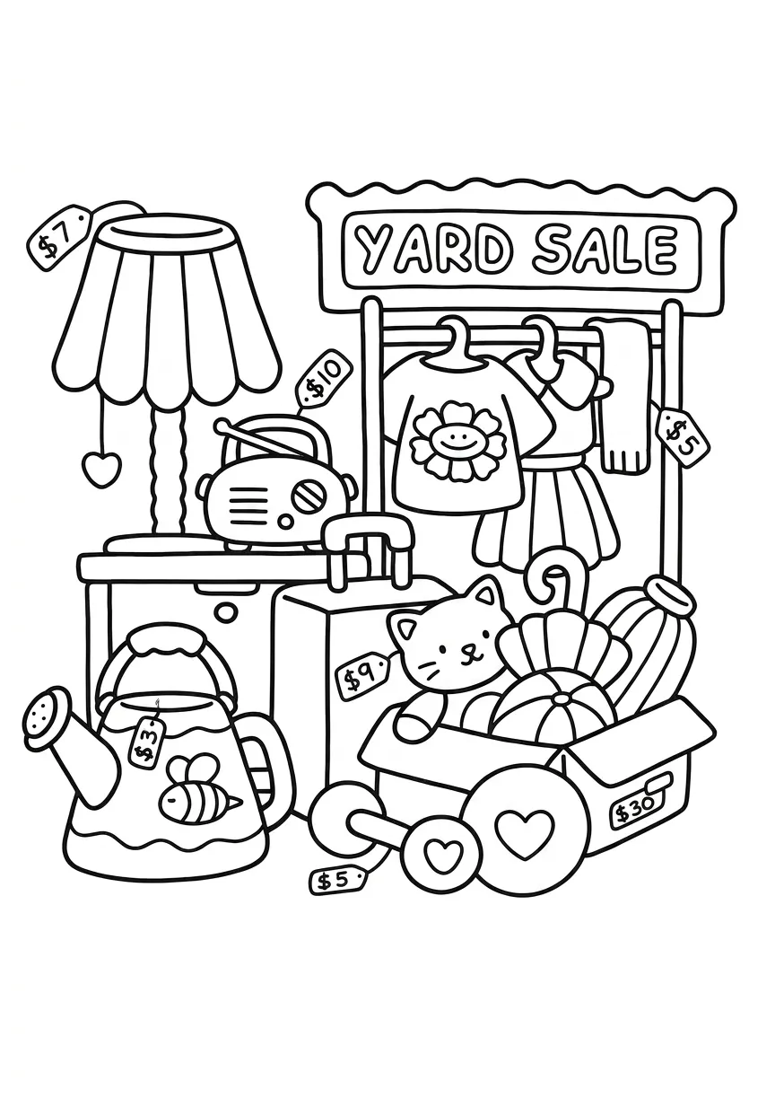 coloriage Boutique Kawaii à imprimer pour enfant de 9 ans