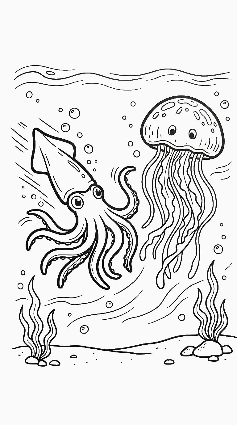 coloriage Calamar à imprimer pour enfant de 2 ans