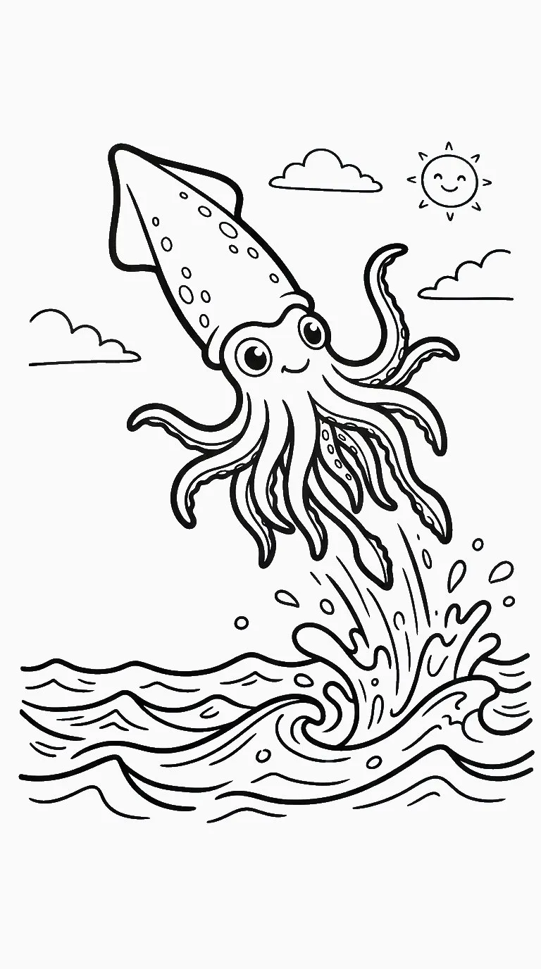 coloriage Calamar a imprimer gratuitement
