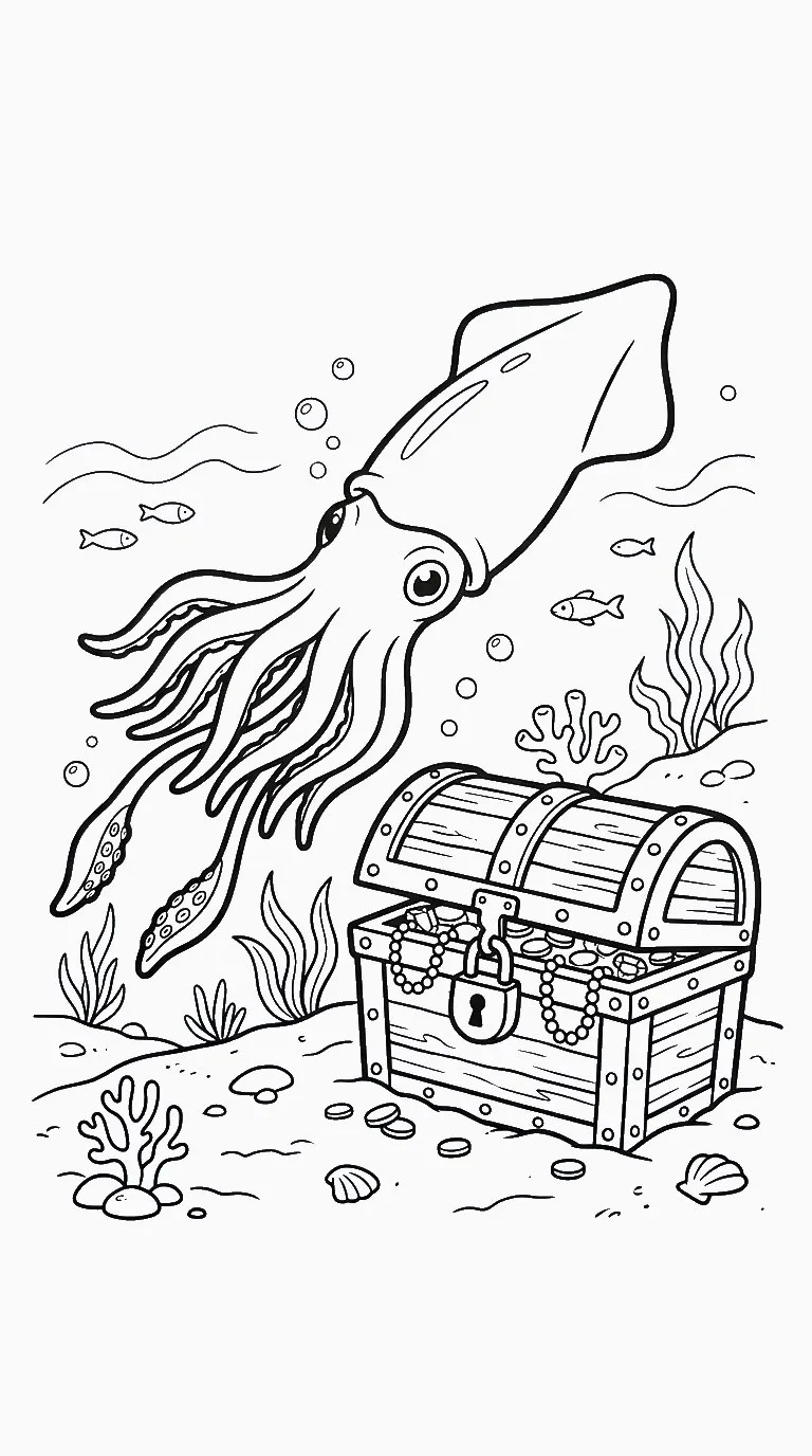 coloriage Calamar pour enfant a imprimer gratuit