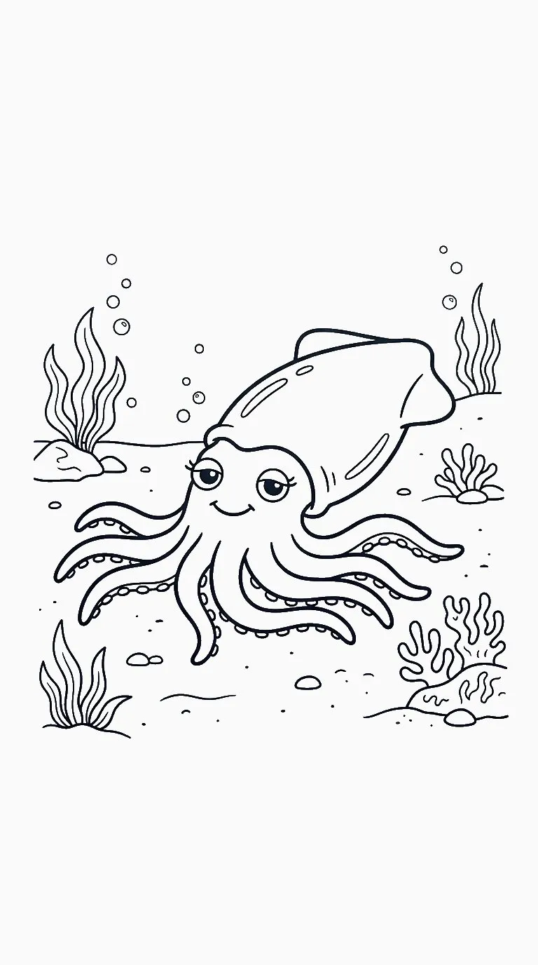 coloriage Calamar à imprimer pdf