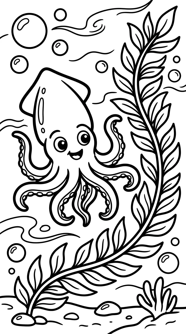 coloriage Calamar pour enfants à télécharger