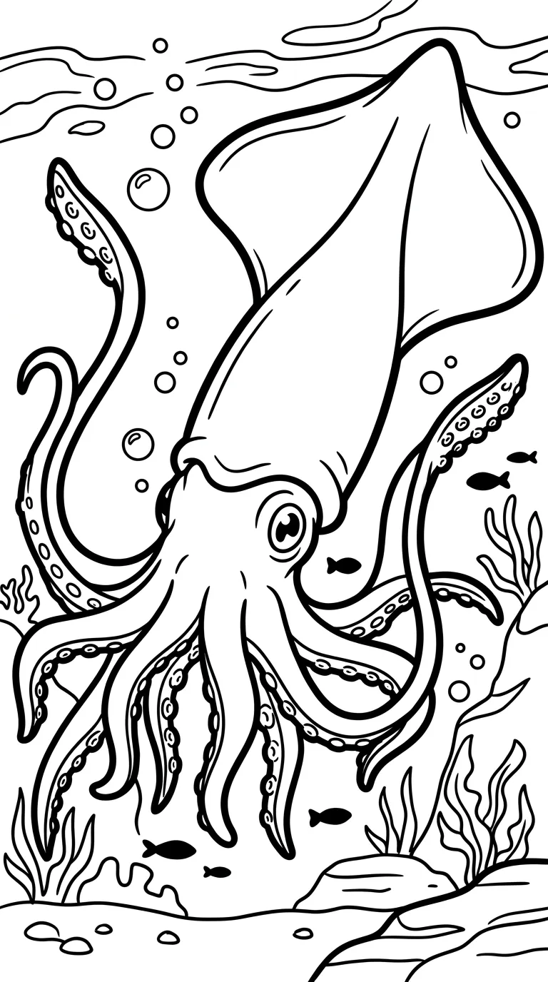 coloriage Calamar à imprimer a4 1