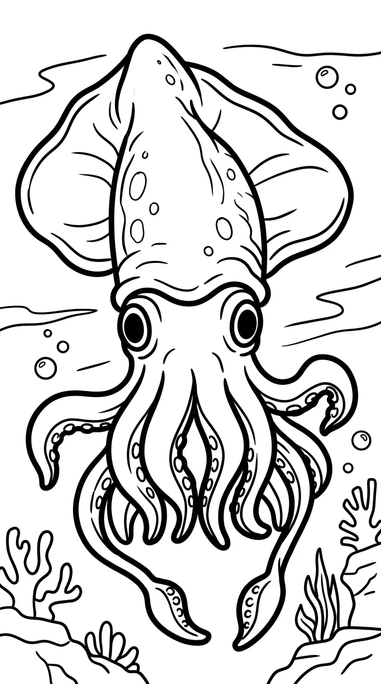 coloriage Calamar pour enfant de 7 ans