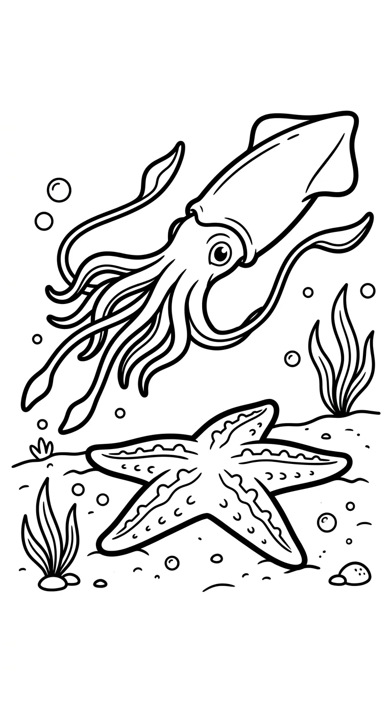 coloriage Calamar pour bebe a imprimer