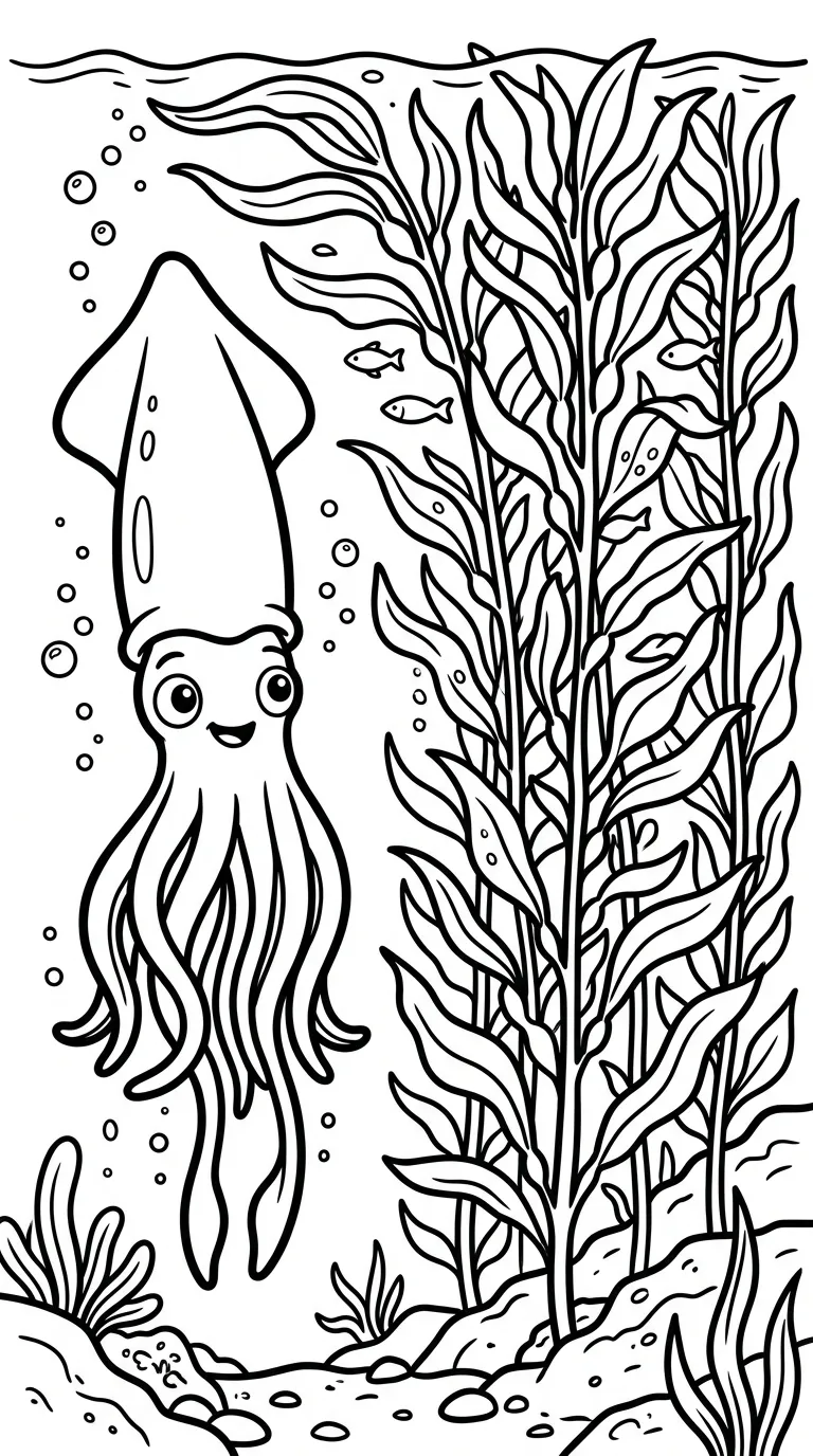 coloriage Calamar pour enfants a imprimer gratuit