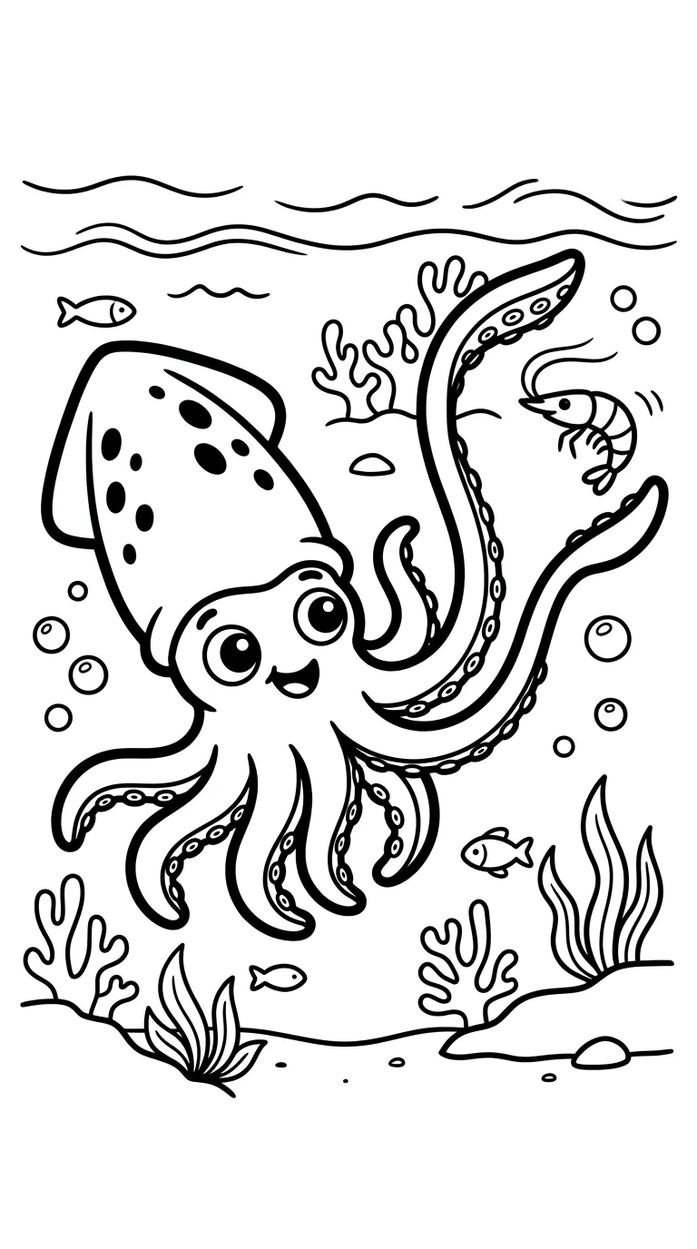 coloriage Calamar gratuit à imprimer