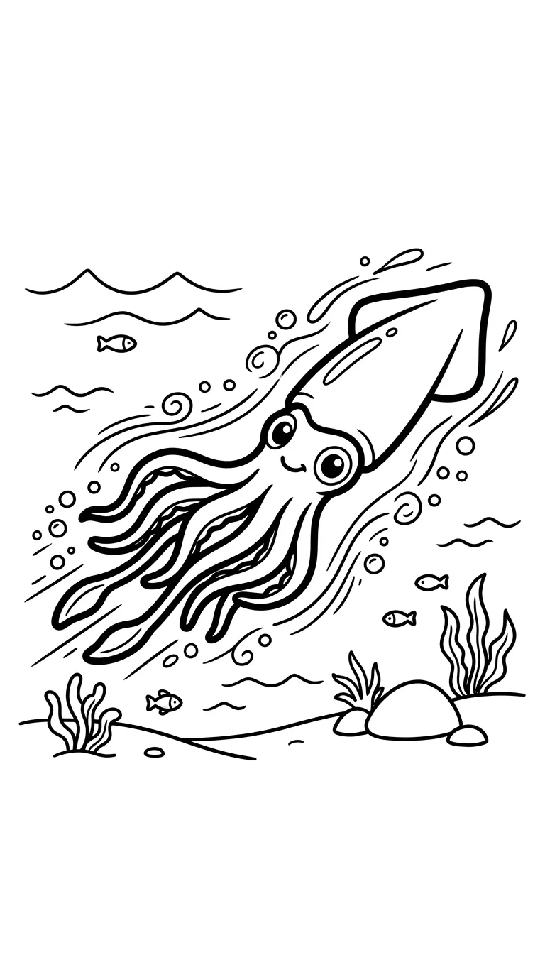 télécharger coloriage Calamar gratuit