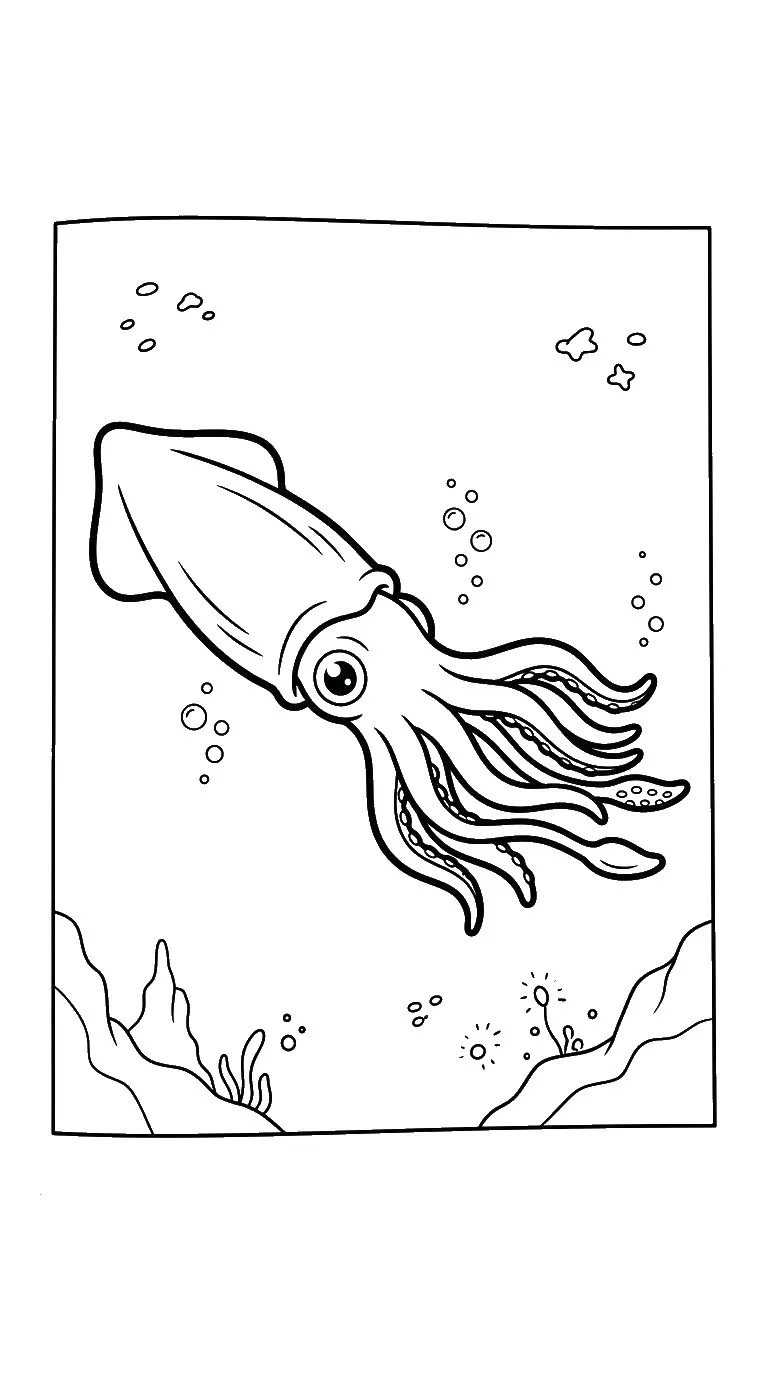 coloriage Calamar en ligne pour enfant