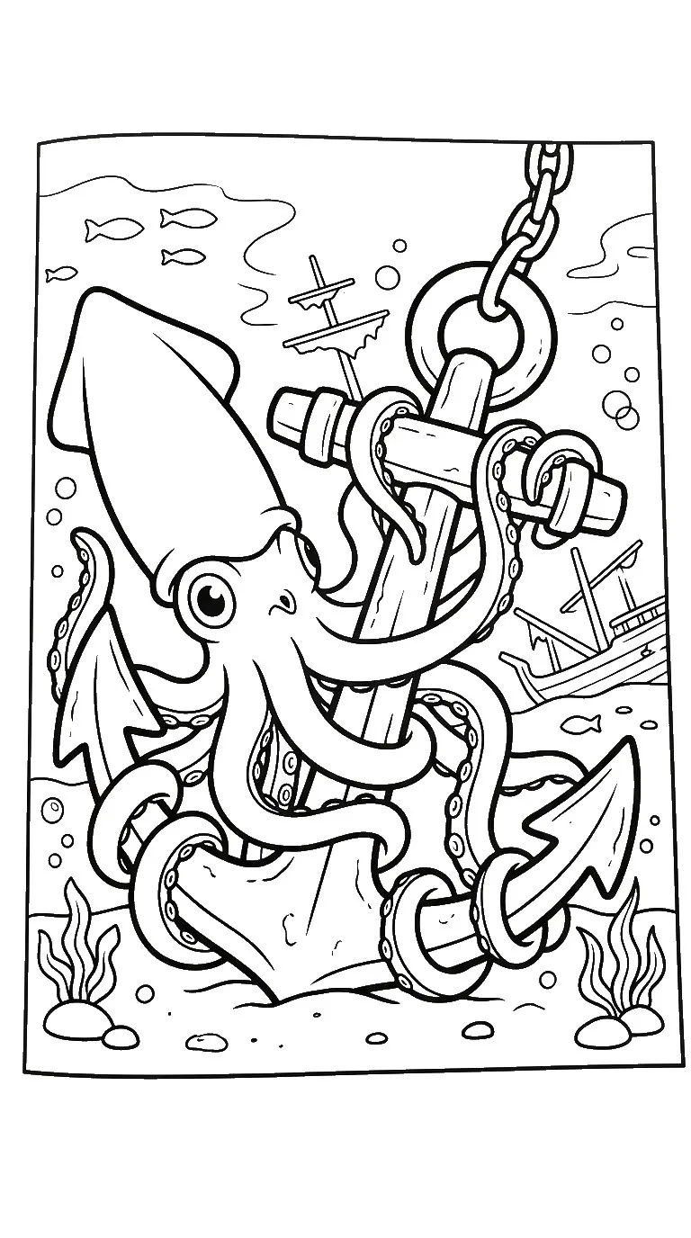coloriage Calamar a colorier en ligne gratuitement