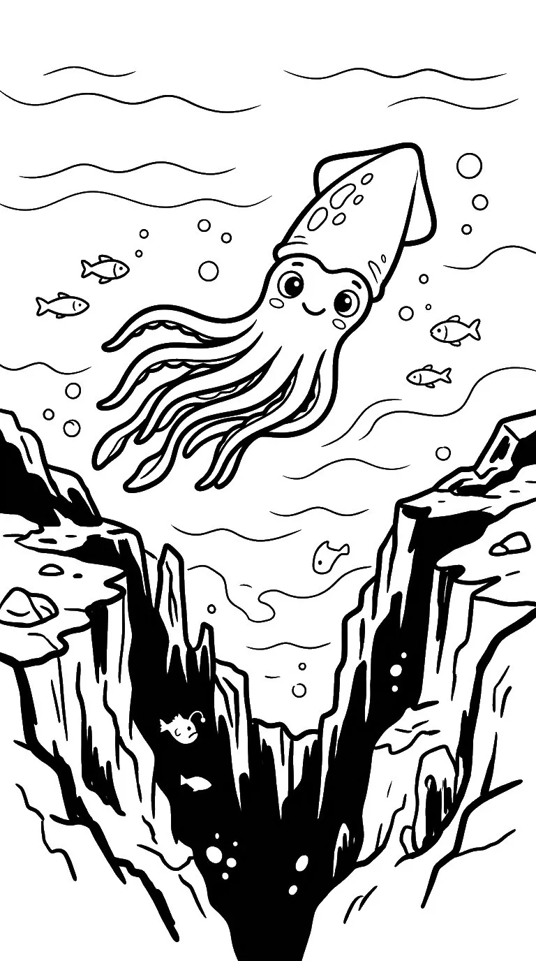 coloriage Calamar a colorier en ligne