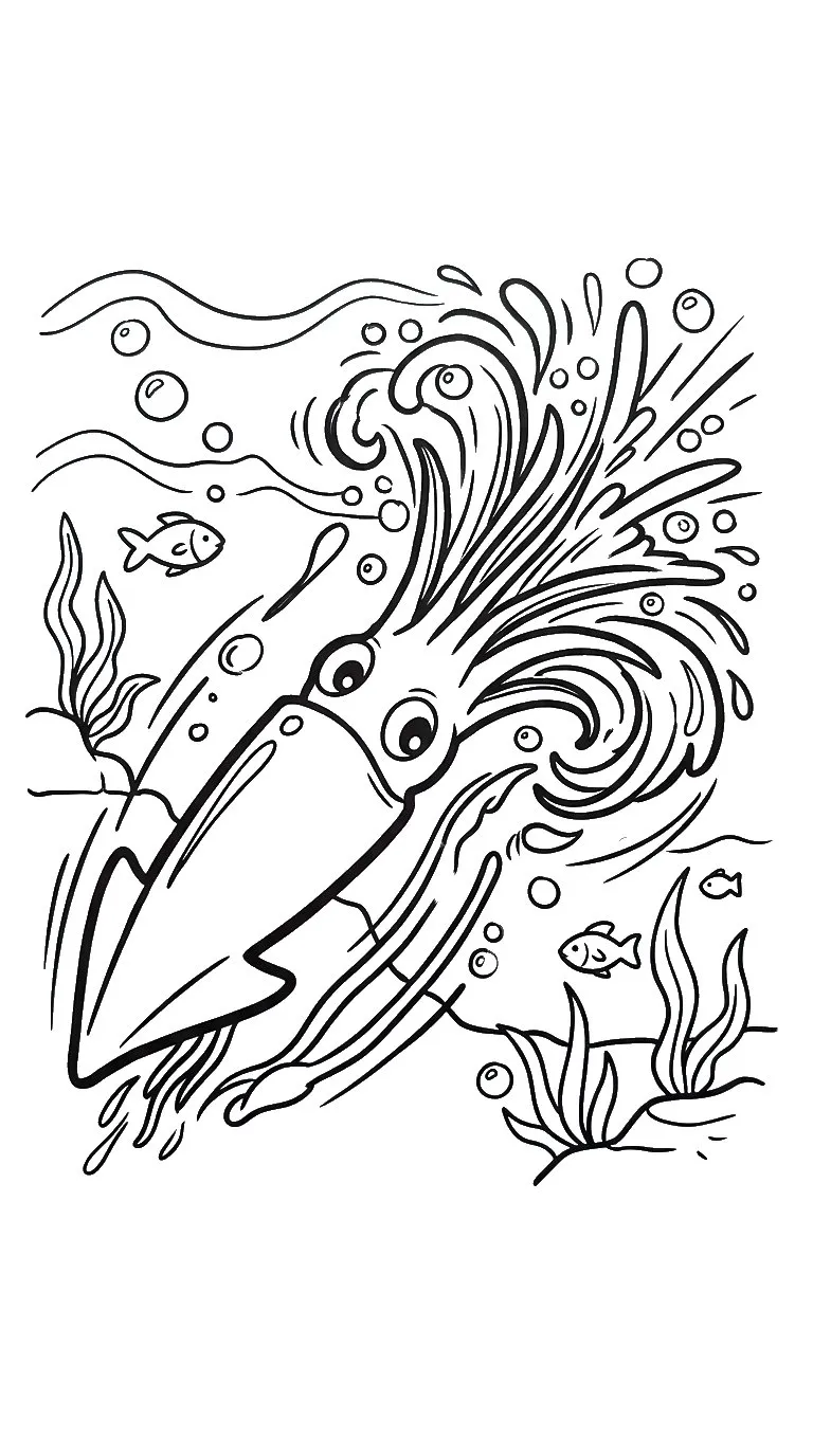 coloriage Calamar a colorier en ligne gratuitement 1