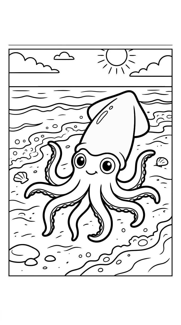coloriage Calamar pour enfant de 3 ans