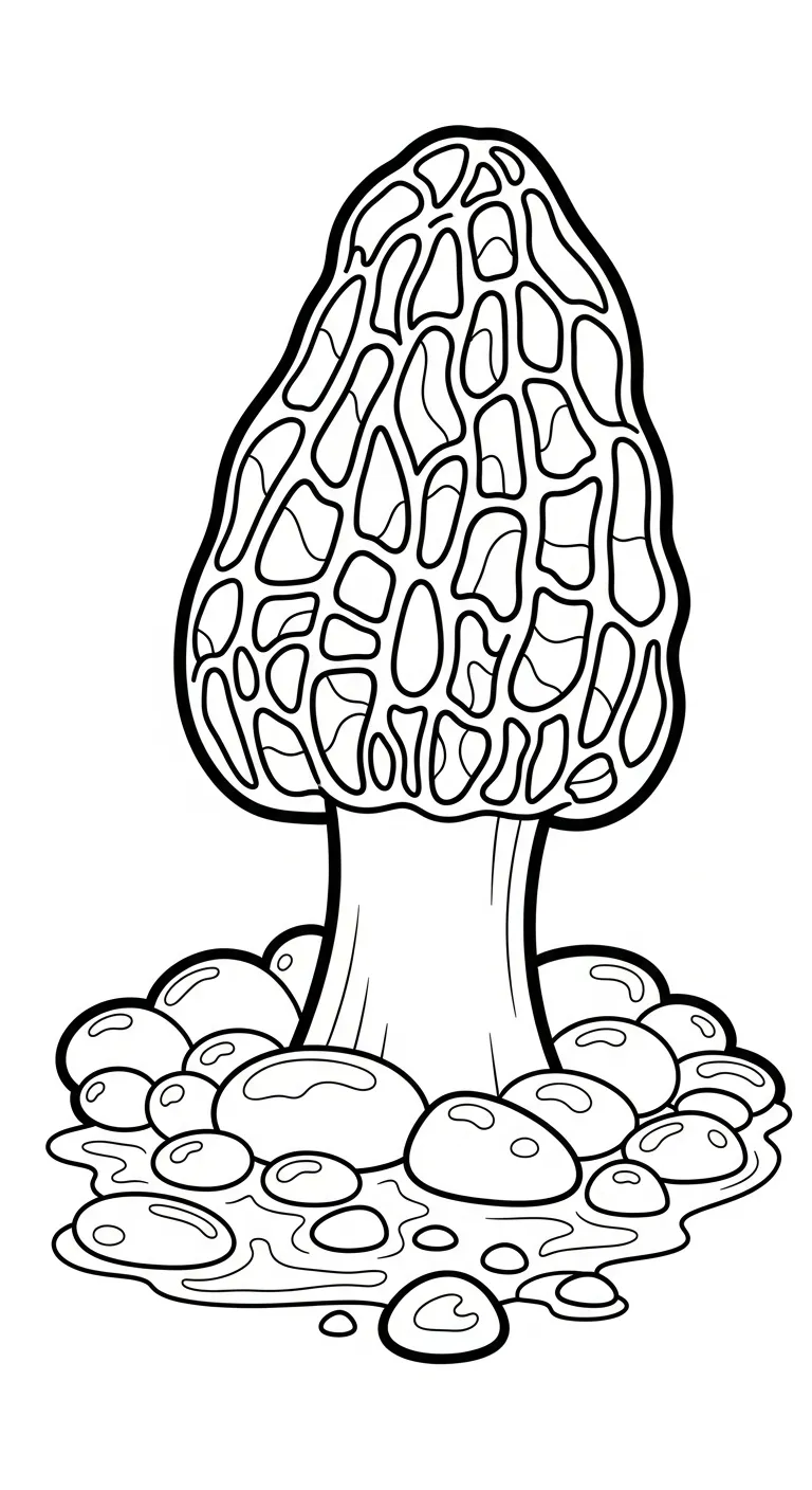 coloriage Champignon Morille à imprimer pour enfant de 10 ans