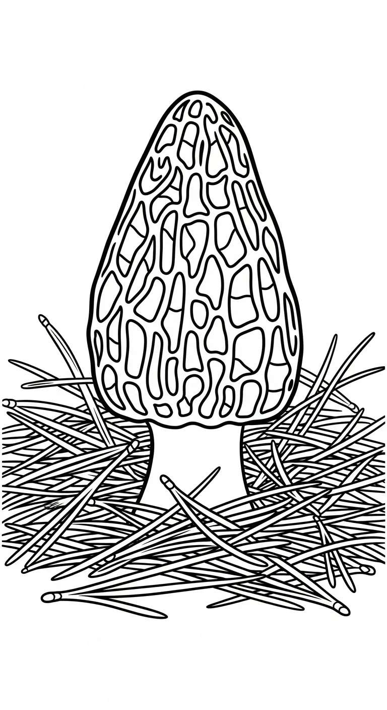 coloriage Champignon Morille à imprimer pour enfant de 4 ans 1