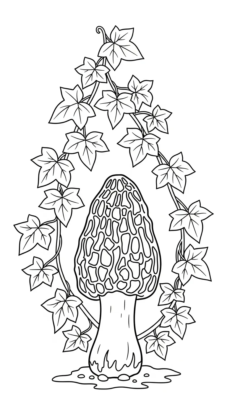 coloriage Champignon Morille pour enfant de 2 ans