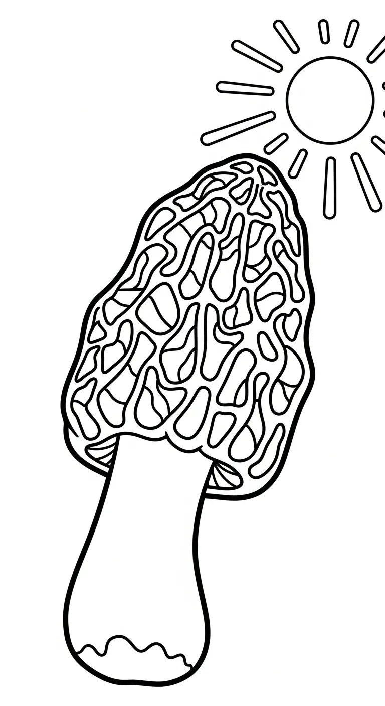 coloriage Champignon Morille à imprimer pour enfant de 8 ans