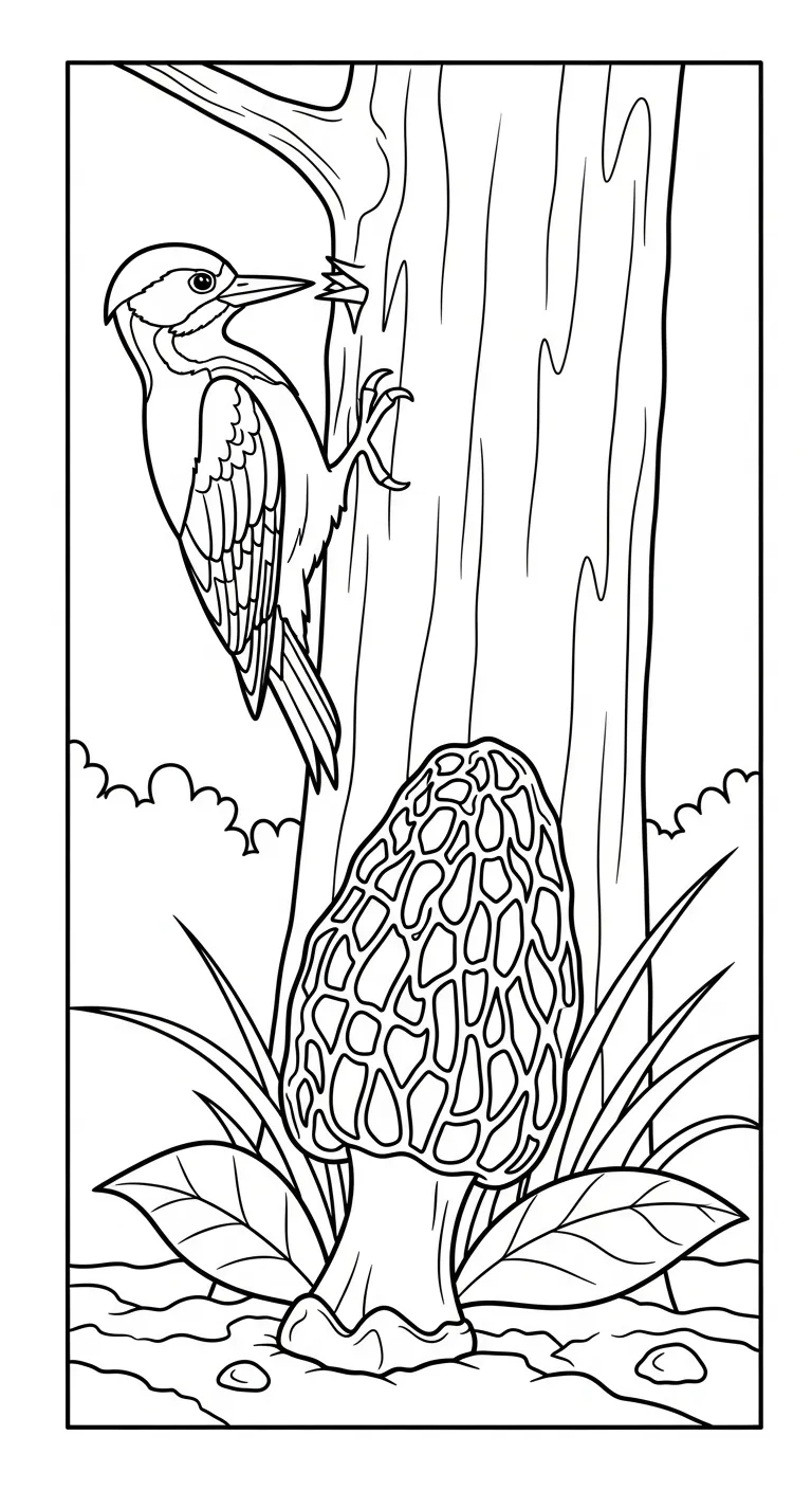 coloriage Champignon Morille a imprimer pour enfant de 4 ans
