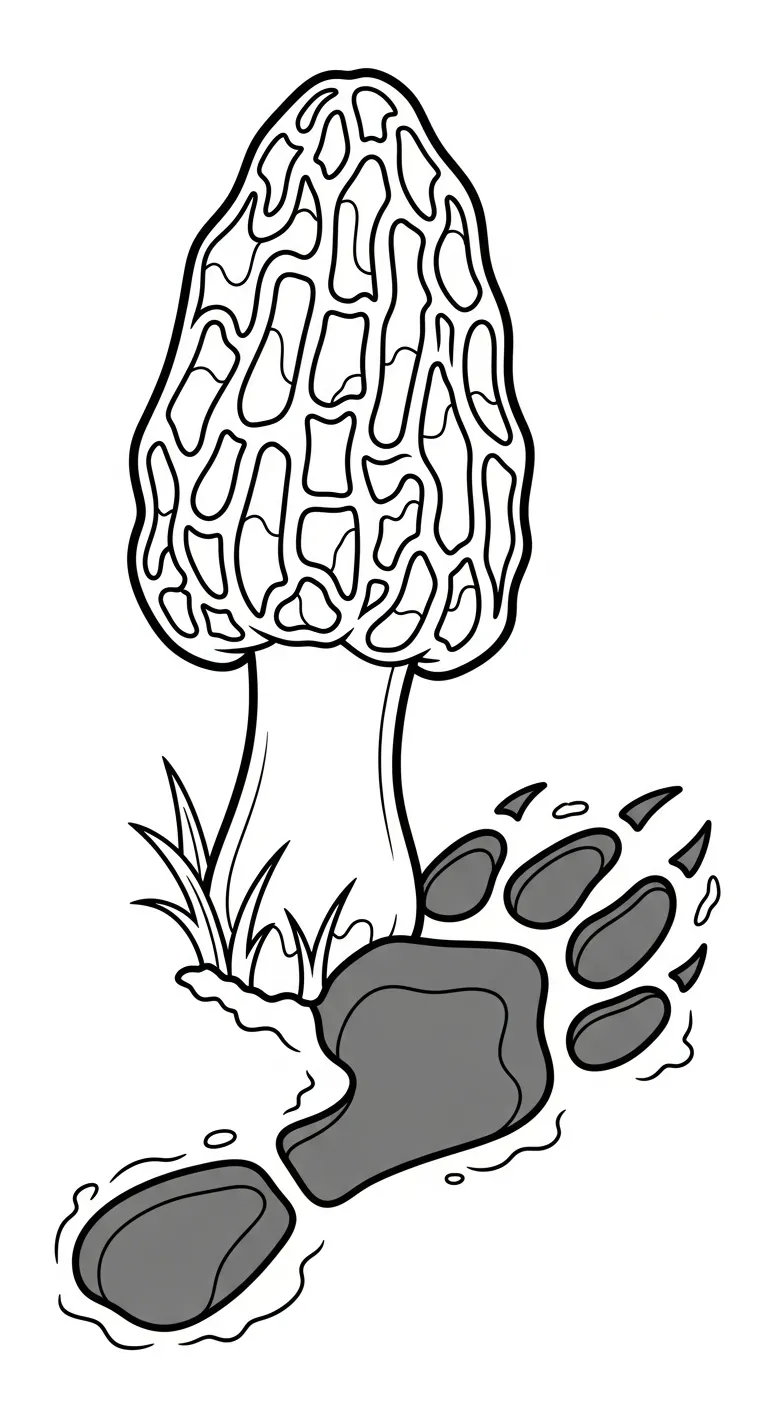 coloriage Champignon Morille à imprimer pour enfant de 3 ans