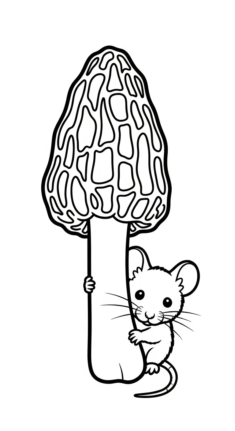 coloriage Champignon Morille educatif pour enfant