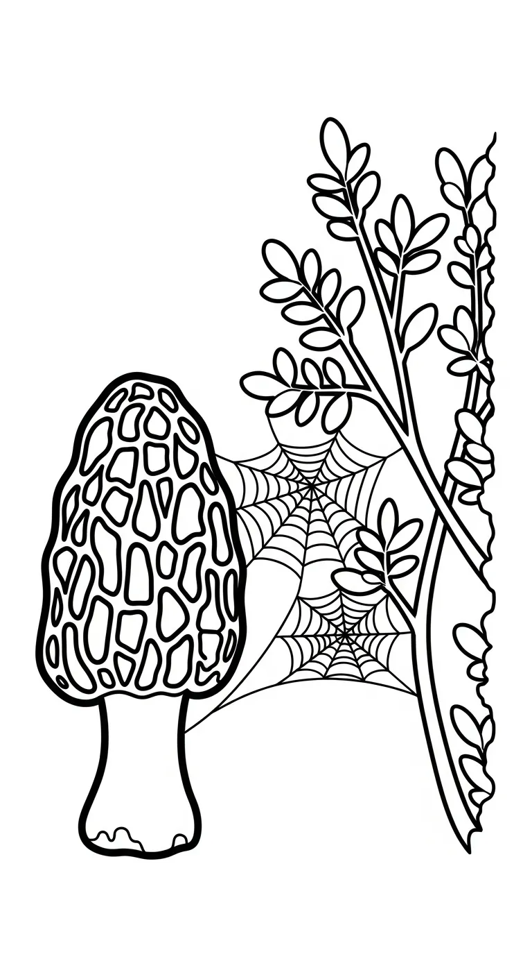 coloriage Champignon Morille a colorier en ligne gratuitement 1