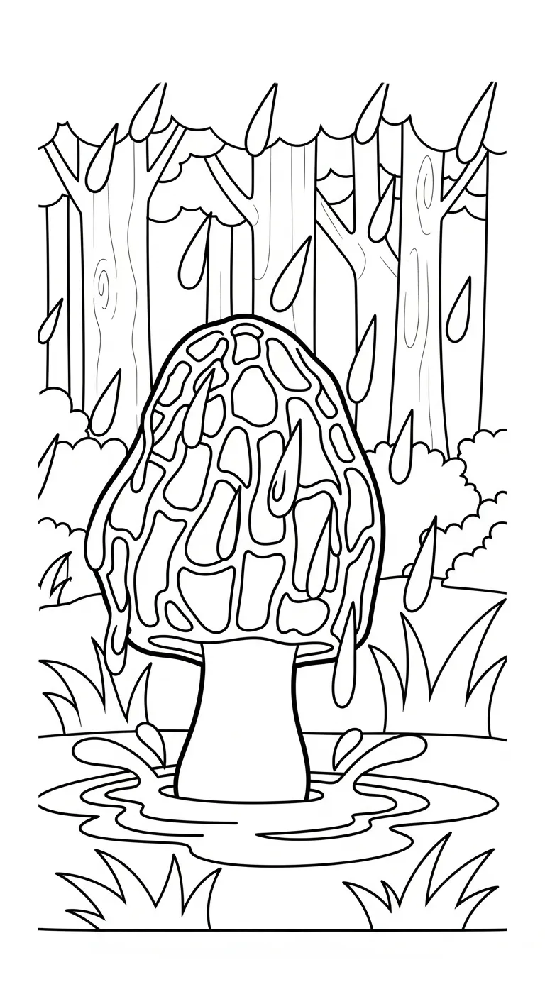 coloriage Champignon Morille à imprimer pdf gratuit