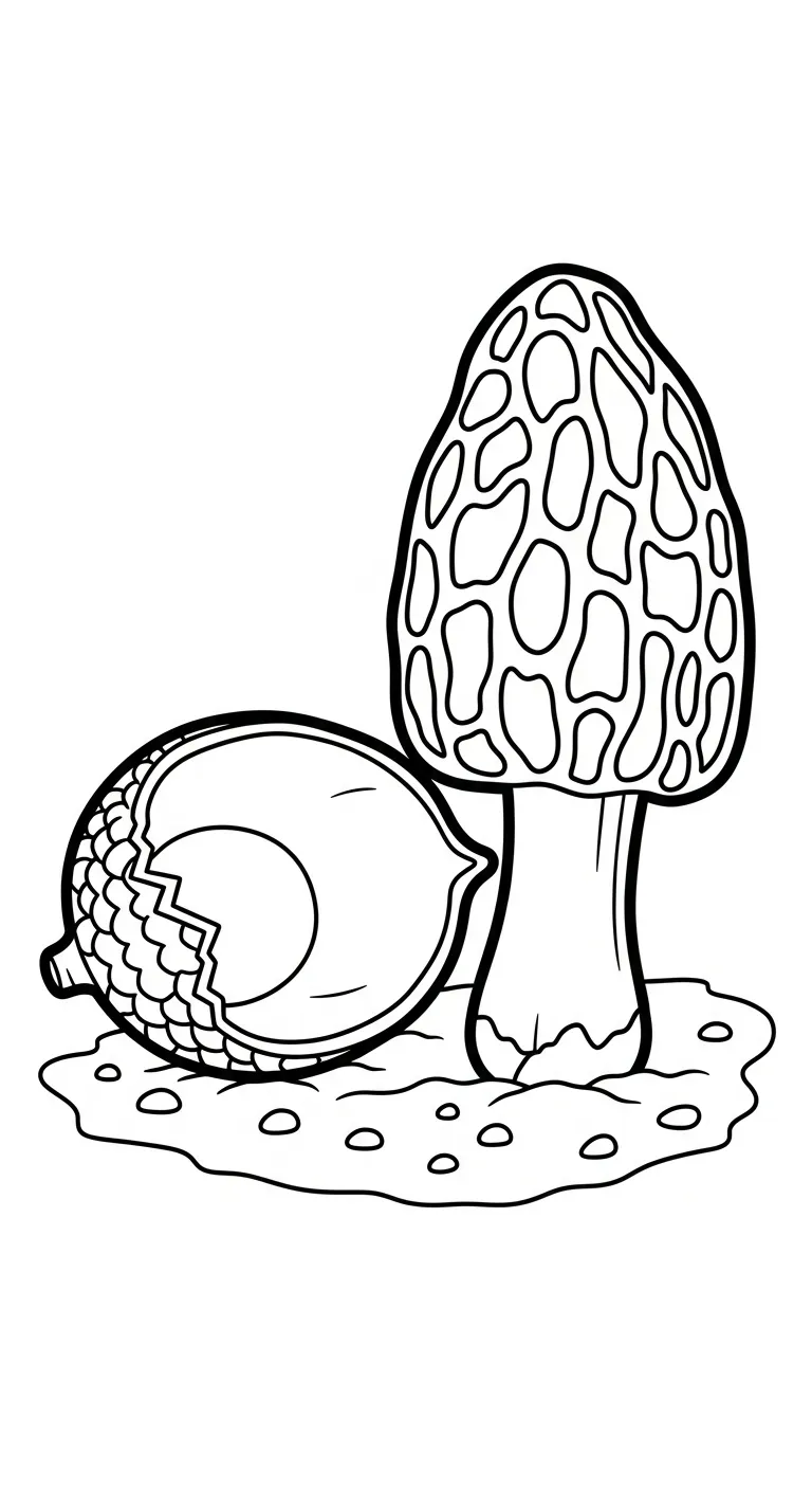 coloriage Champignon Morille pour enfant de 10 ans