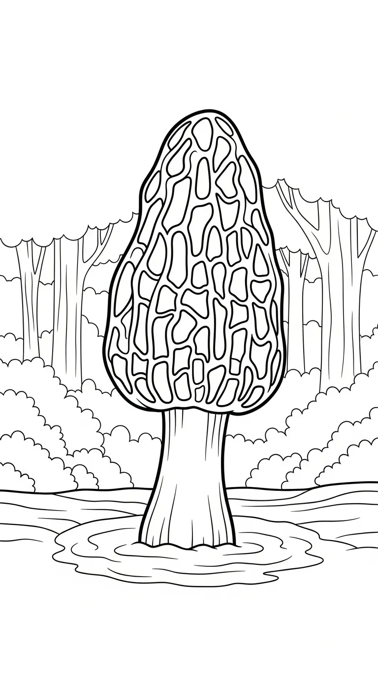 coloriage Champignon Morille et decoupage a imprimer gratuit