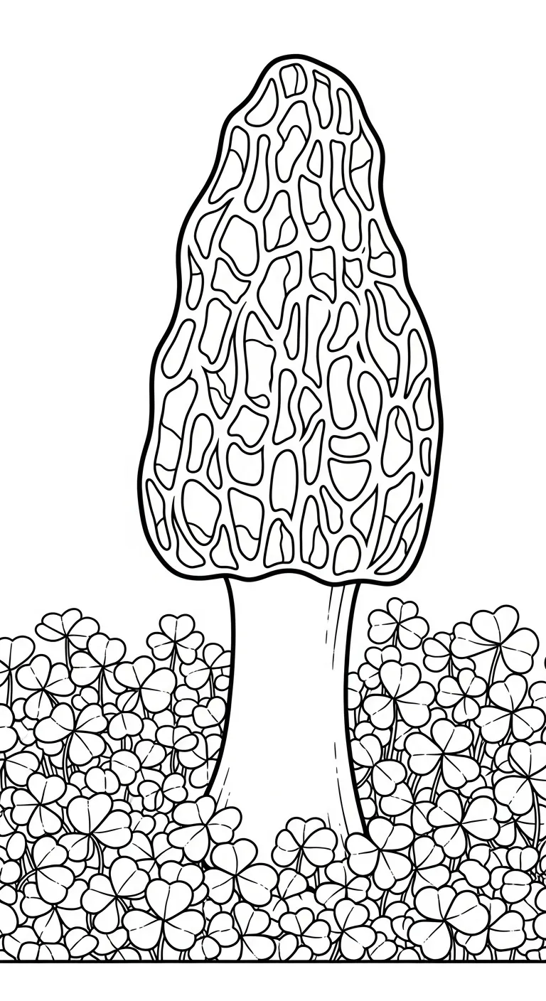 coloriage Champignon Morille educatif pour enfant 1